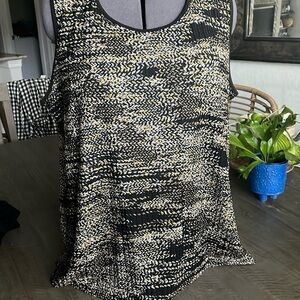 Kasper sleeveless Gold thread highlights.